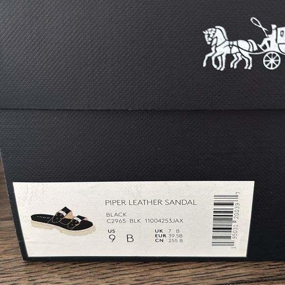Coach Piper Leather Sandal Black Size 9 Like New - Picture 7 of 7